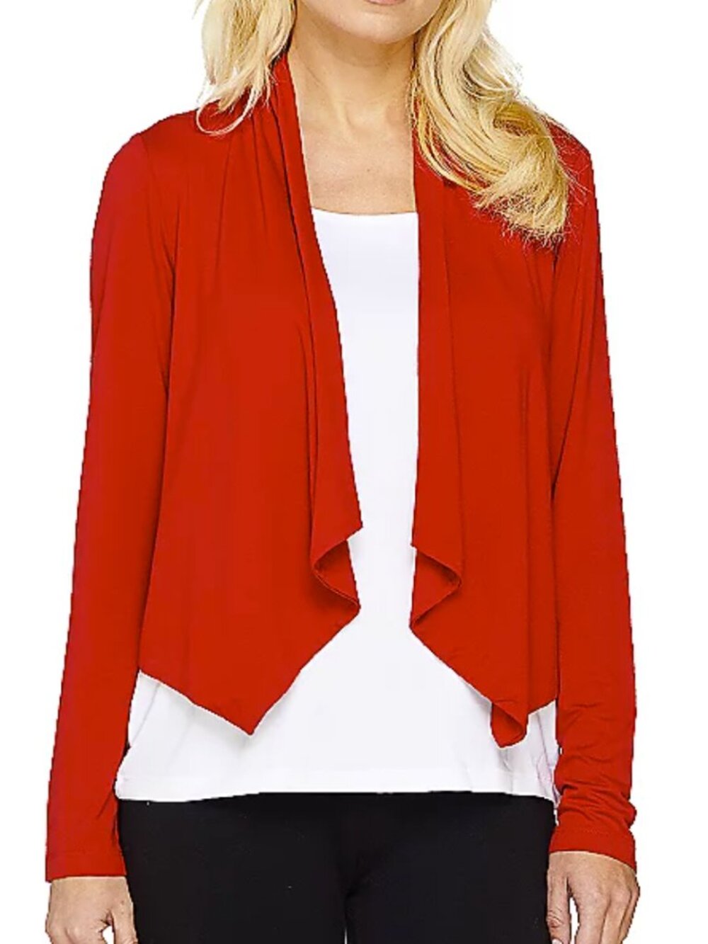 Joan Rivers Long Sleeve Drape Front Jersey Knit Shrug  16745